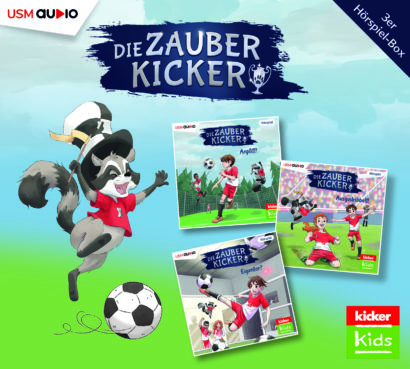 Cover Die Zauberkicker: Hörspielbox 1 - Folge 1-3 der kicker Kids Kinderhörspielreihe